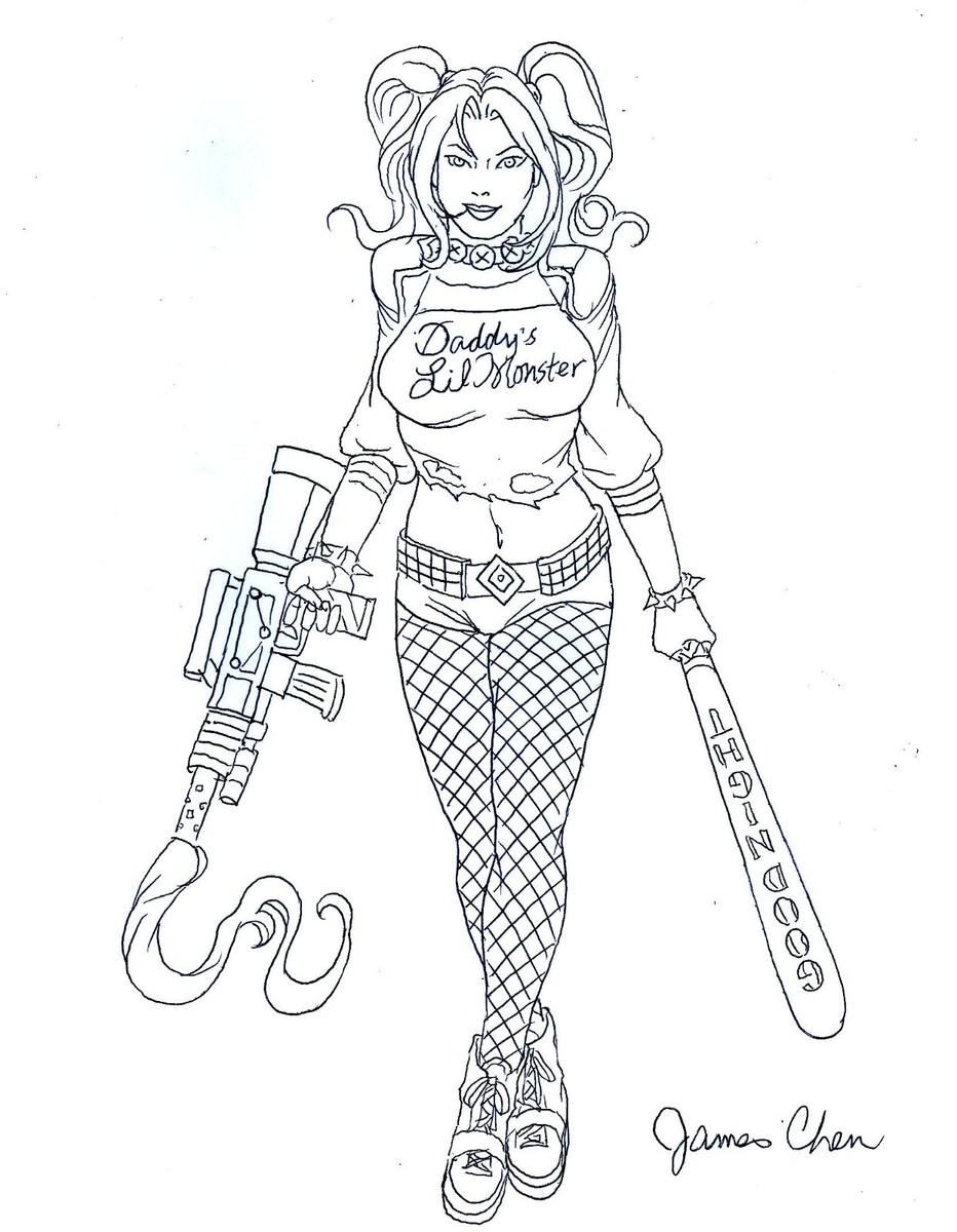 Harley Quinn Coloring Pages Harley Quinn Coloring Pages Ragilwk Medium Free Printable Colouring Book Print