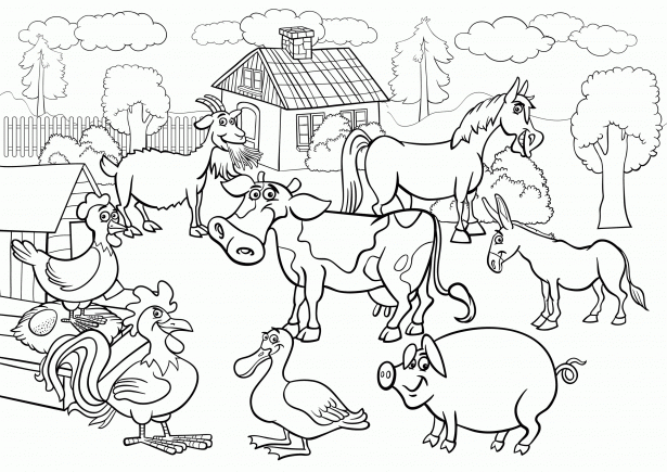 Farm Scene Coloring Pages Coloring Pages Farming Scenes Home Etmapkoec Farm Scene Cow Baby Chick Page